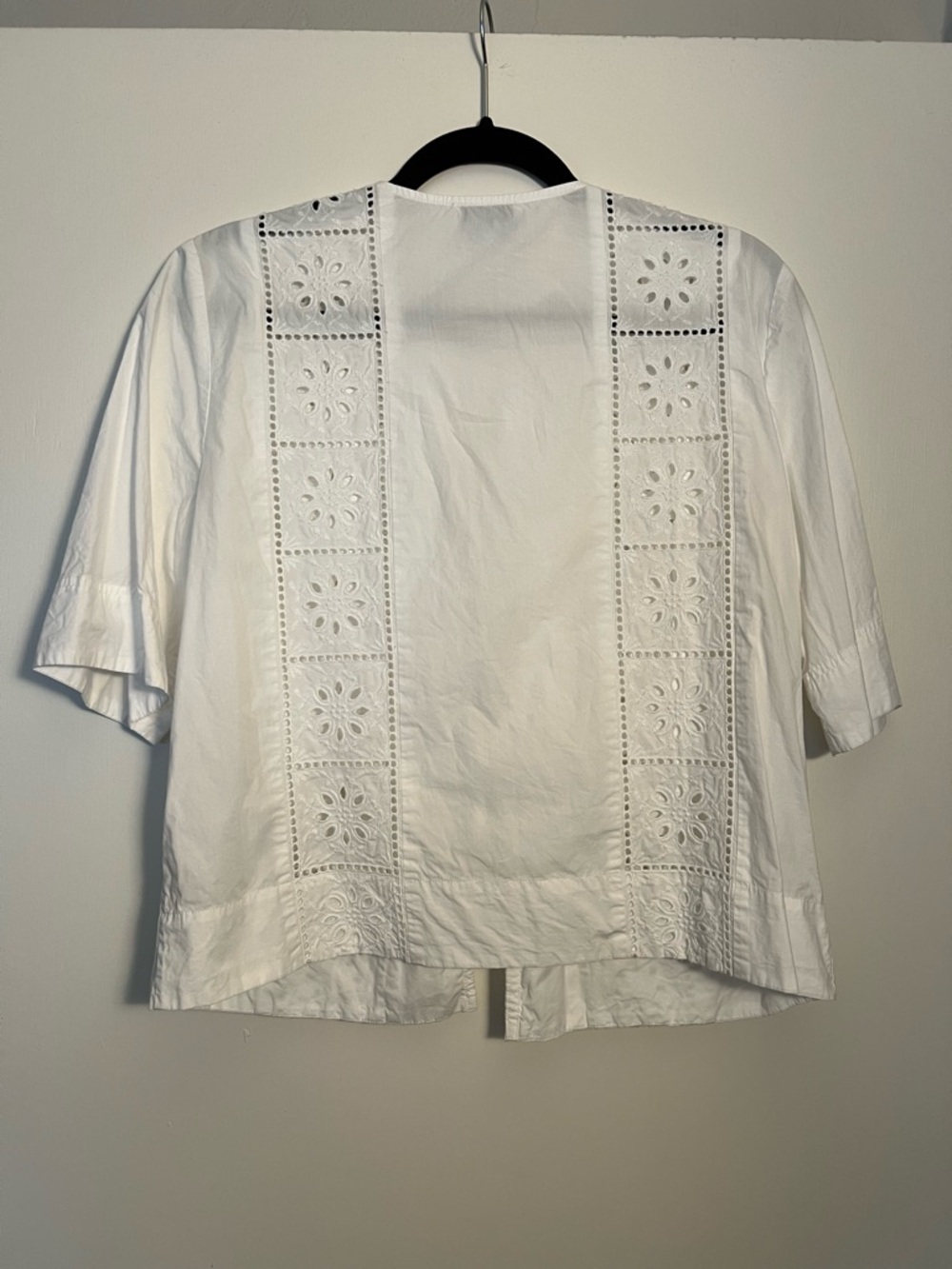 Ganni White Eyelet Tie-Front Cotton Blouse - Picture 2 of 5